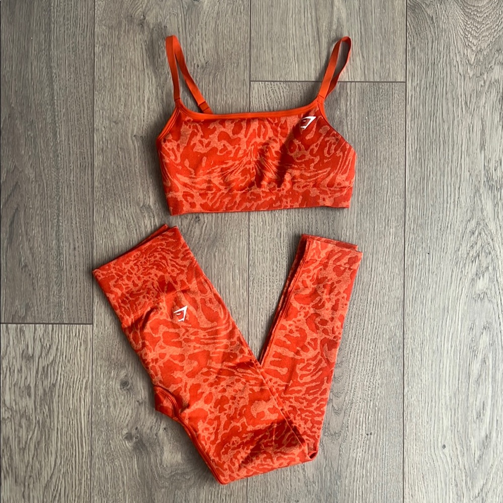 Gymshark Orange Leggings and Sports Bra Set
